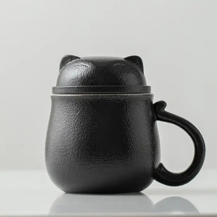Tasse à thé chat porte-bonheur avec couvercle, tasse à eau créative, tasse à café, tasse à boire en 