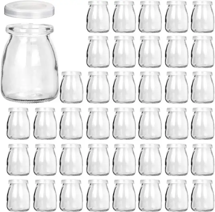 Pots en verre transparent de 4oz avec couvercles en PE
