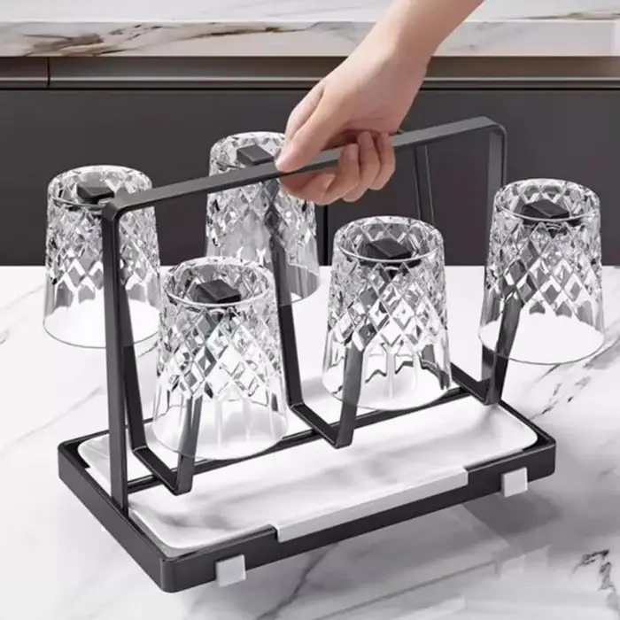 Fond antidérapant 6 tasses en verre support