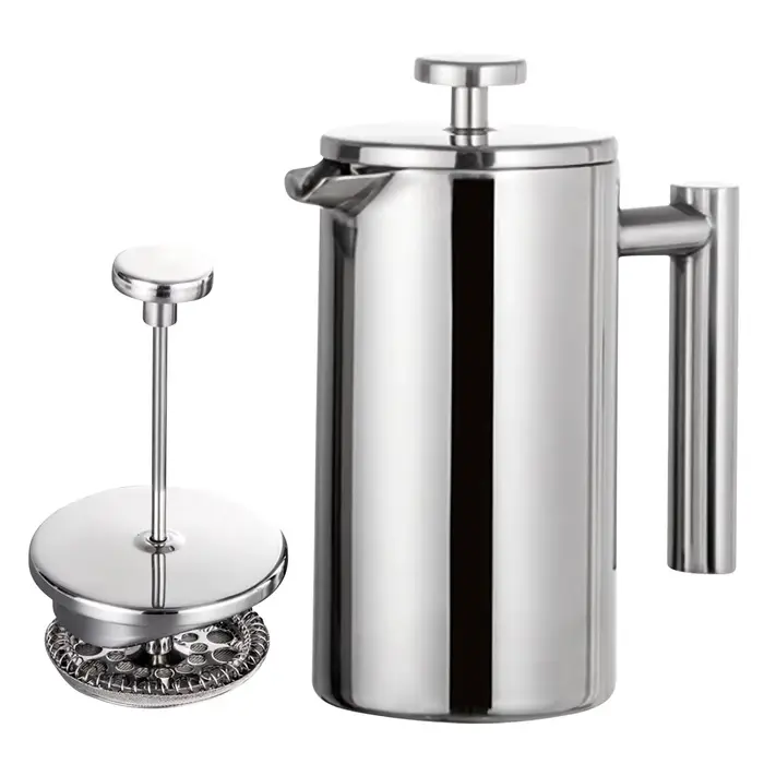 Cafetière à pression française en acier inoxydable, cafetière isolée à Double paroi, 350ml/800ml/100