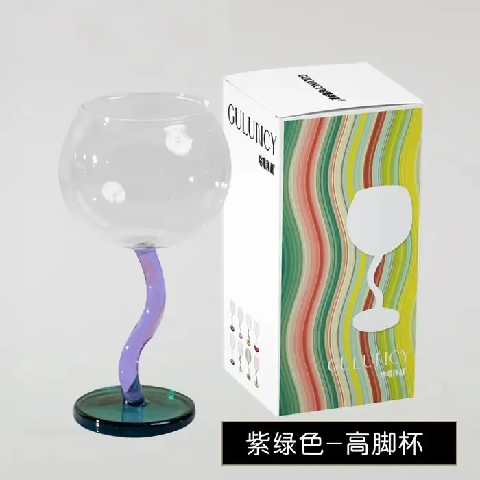 300ml 10oz 1 PC nouveau créatif coloré rond verres à vin tasse avec tige torsadée verre gobelet