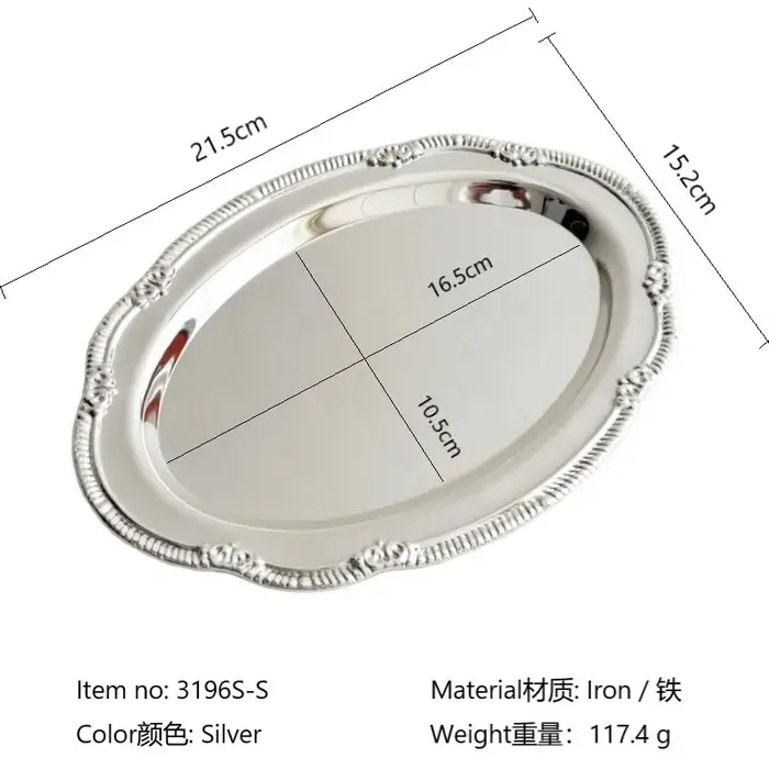 Plateau de service vintage en argent gaufré pour desserts, rangement de bijoux, assiette à collation