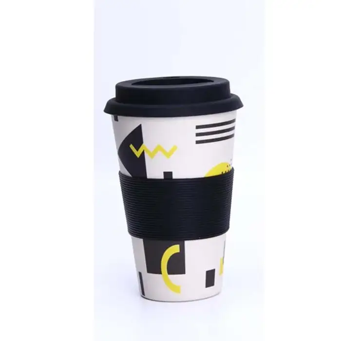 Tasse à café en Fiber de bambou écologique de 400ml, tasse de voyage avec couvercle, tasses à bière 