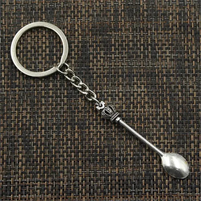 Mini Cuillère avec Porte-Clés pour Dessert, Petite Cuillère de Cuisine Vintage, Cadeau Pendentif DIY