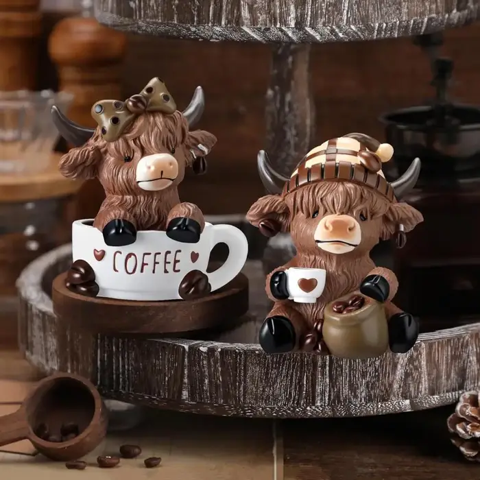 Statue de vache sur le thème du café