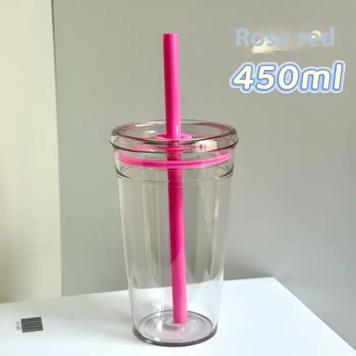 Tasse d'été en plastique avec paille de thé au lait de grande valeur de 450ML