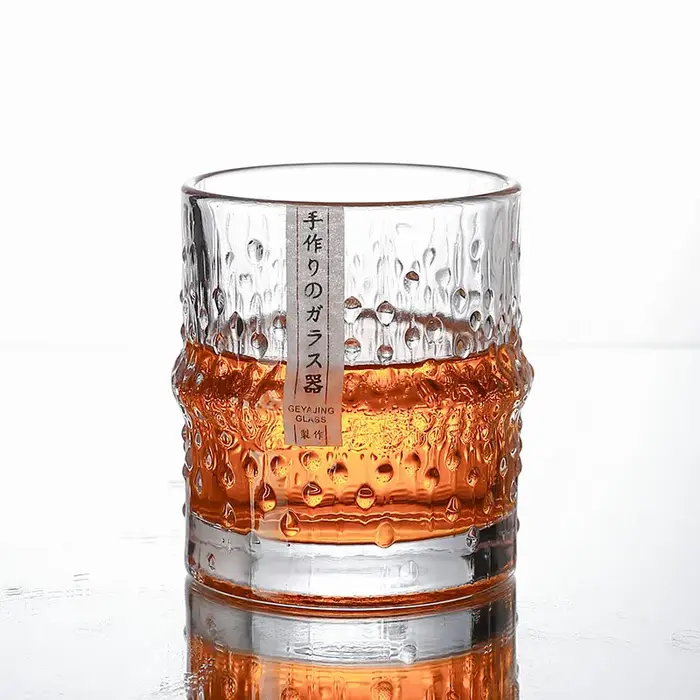 Verres à whisky à l'ancienne en bambou de style japonais, boîte en bois goutte de pluie, verre de ro