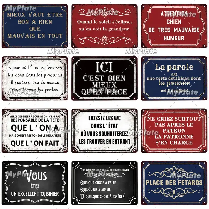 [MyPlate] signe en métal français Plaque Vintage