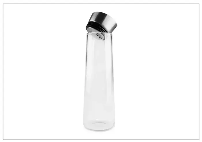 Grande bouteille d'eau en verre épaissie avec couvercle en acier inoxydable