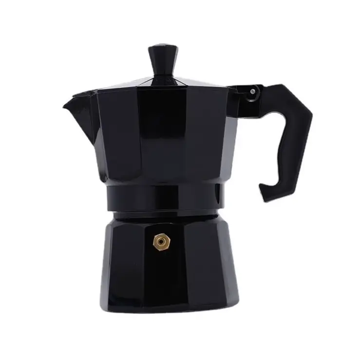 Cafetière Moka noire Vintage avec poignée, cafetière expresso en aluminium octogonale avec filtre, b