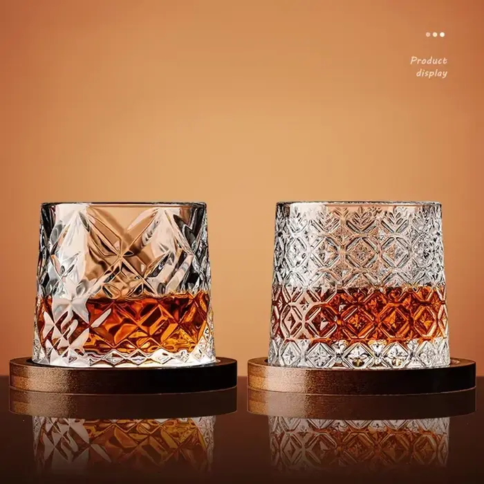 Verre à whisky avec Base, verres à whisky en cristal rotatifs, verre de brandy pour vin, verres pour