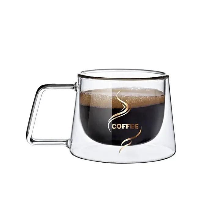 Tasse à café en verre à Double paroi de 200ml, tasse à expresso transparente résistante à la chaleur