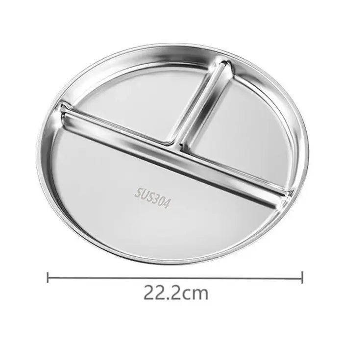 Assiette à dîner en acier inoxydable à 3 grilles