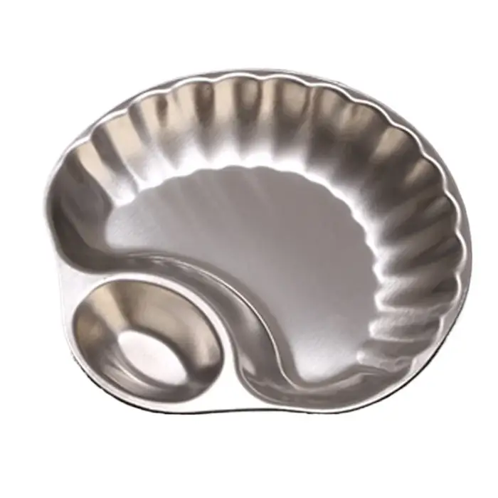 Assiette décorative en forme de coquille rétro française, assiette de collation en acier inoxydable 