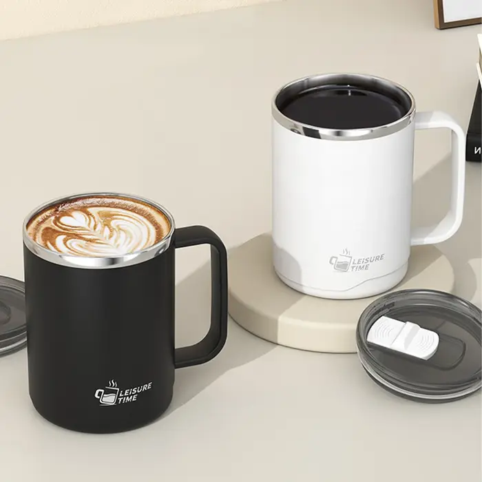 WORTHBUY Tasse à café isolée à double paroi en acier inoxydable 304 avec poignée