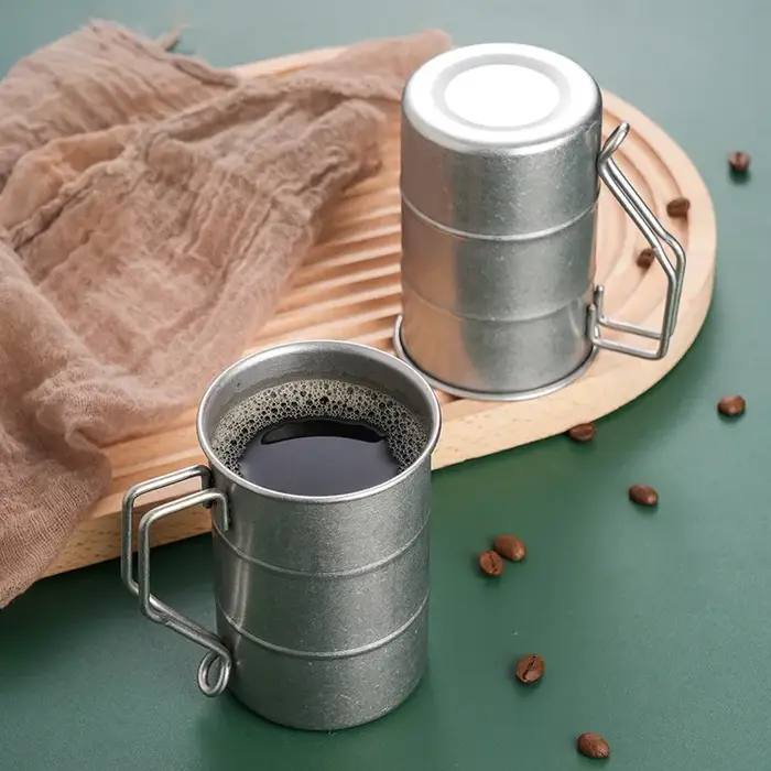 Tasse vintage en acier inoxydable 304 pour l'extérieur
