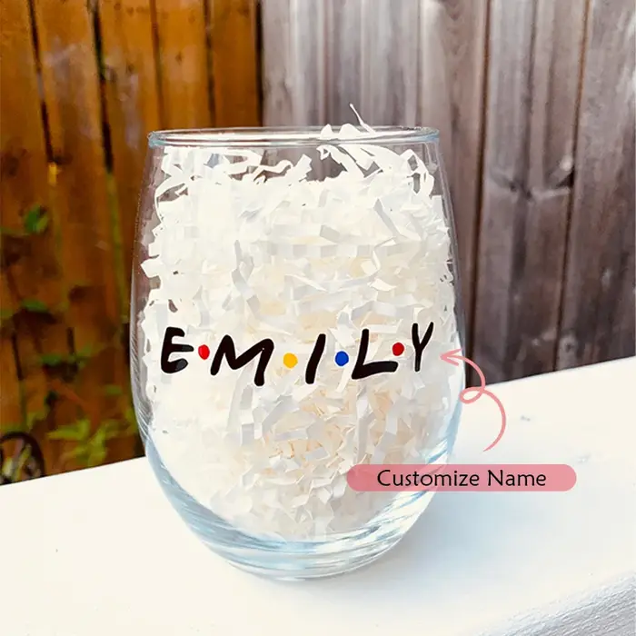 Tasse en verre transparente personnalisée avec nom