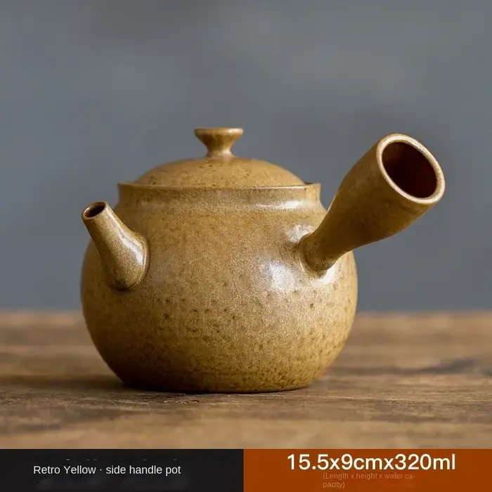 Théière à poignée latérale rétro, style japonais, four, fer cuit, glaçure, ménage, théière unique, s