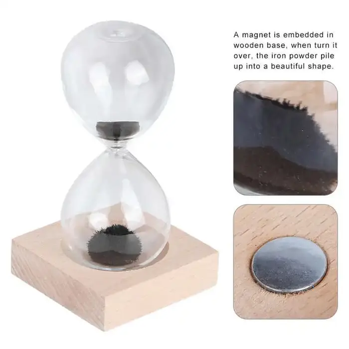 Sablier de sable en verre magnétique avec base pour la décoration de la maison