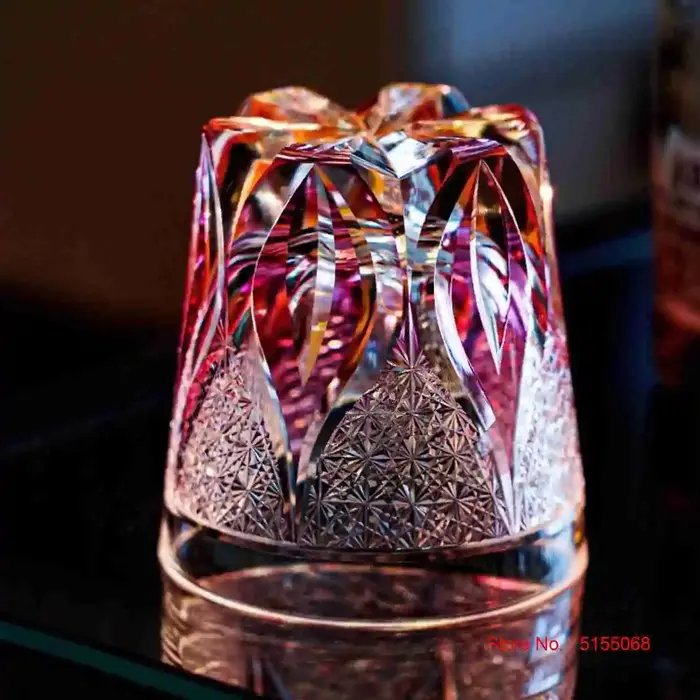 Verre à vin en cristal rose haut de gamme Edo Kiriko