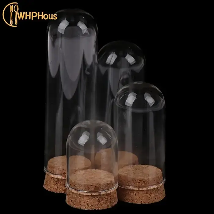 Cloche en verre avec base en bois