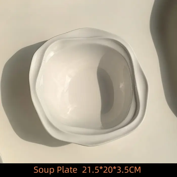 Assiettes ovales en céramique à motif ondulé français – Vaisselle de 12/10/8 pouces pour la maison