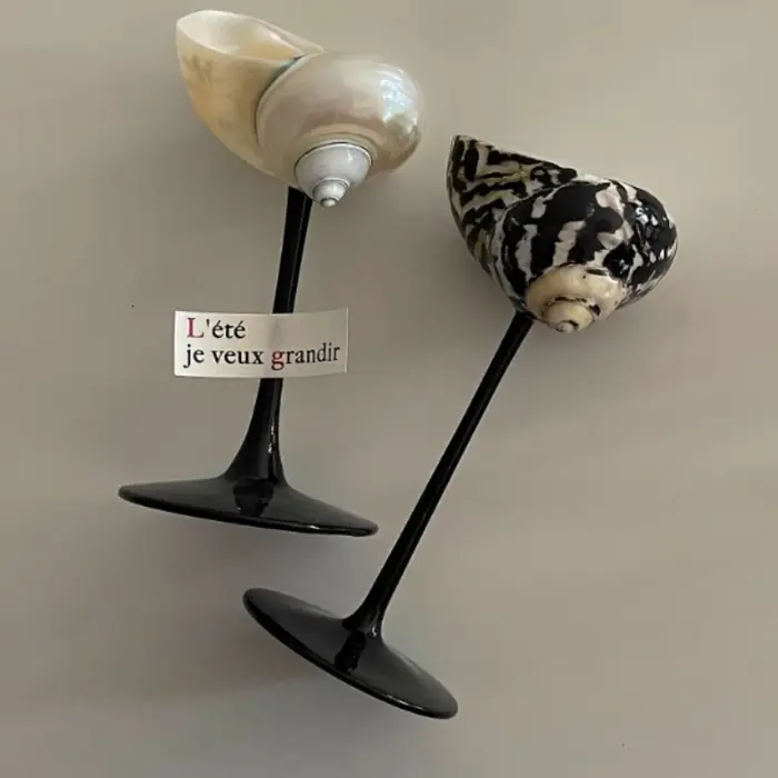 Verre à vin à tige haute conque artistique, Design de coquillage élégant, verres de luxe tendance pour Occasions spéciales