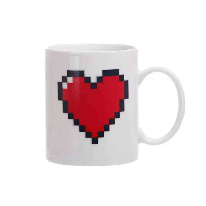 Tasse en céramique à changement de documents en forme de cœur de pêche, tasse magique fantaisie, tas