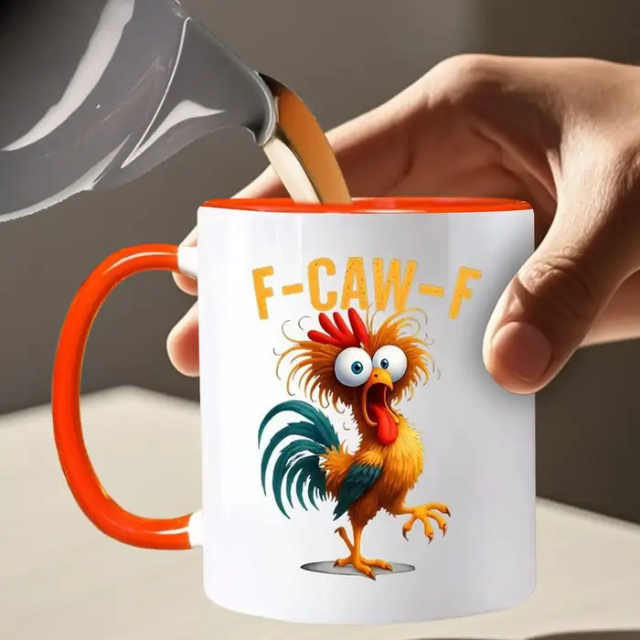 Tasse à café en céramique drôle f-caw-f poulet