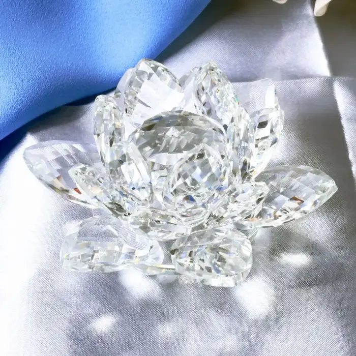 Feng shui Quartz cristal fleur de Lotus artisanat verre presse-papier ornements Figurines maison fête de mariage décor cadeaux Souvenir