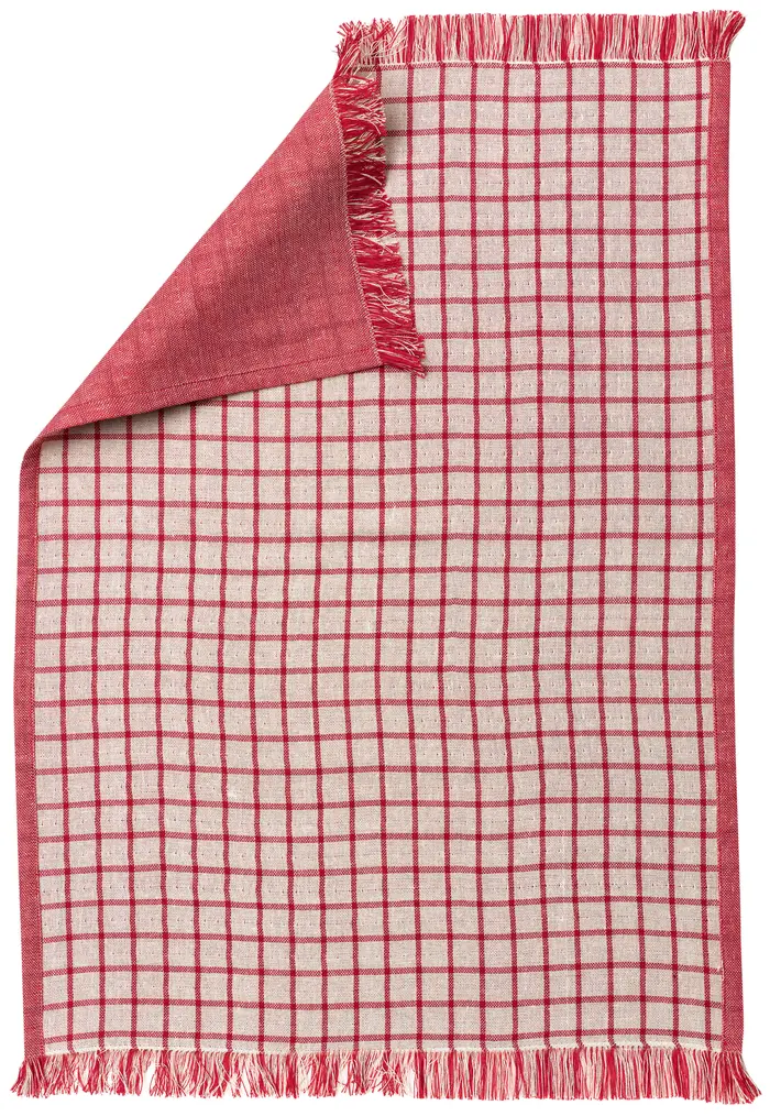 Torchon recycl Aden Blanc/rouge 50 x 70