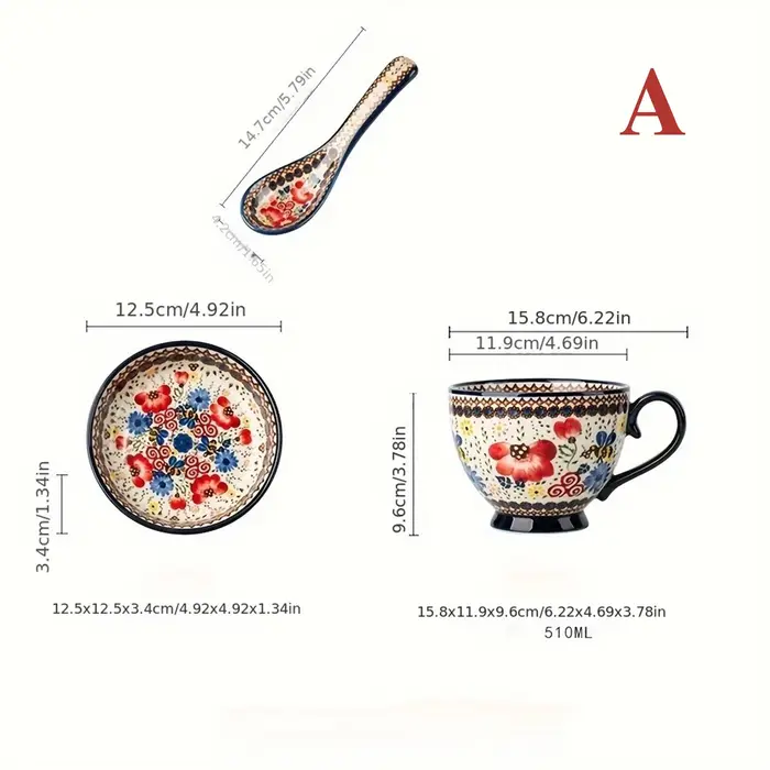 Ensemble de tasses en céramique polonaise avec couvercles