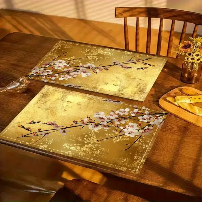 Lot de 1 élégant set de table floral doré de style chinois