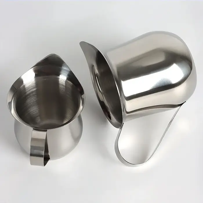 Pichet à café et à lait en acier inoxydable de 2/3/5/7 oz avec bec verseur