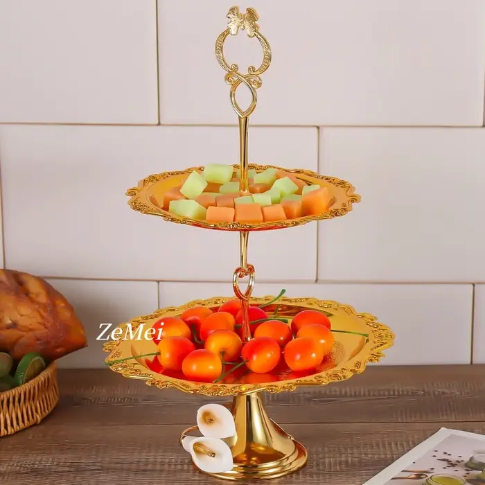 Présentoir à gâteaux double couche de style européen