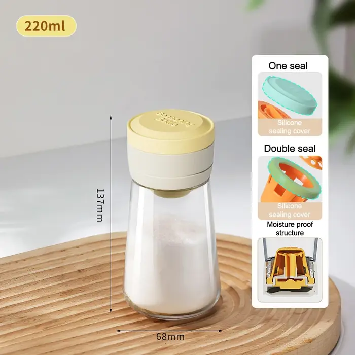 Distributeur de sel sans pression, récipient en verre pour sucre, boîte à épices de cuisine, contene