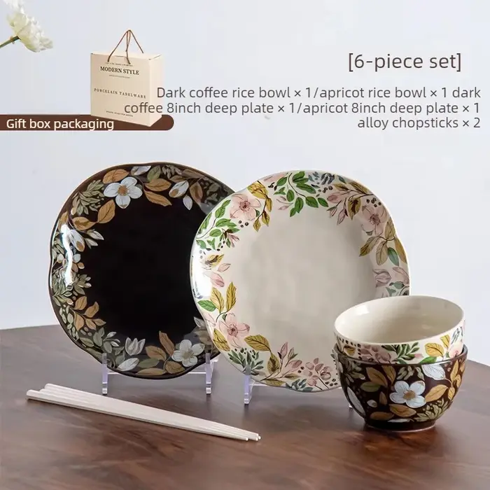Service de table en céramique pour la maison : bols, assiettes, cuillères, baguettes – Luxe léger et