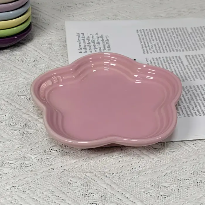 Petite assiette en fleur de prunier de 14cm, assiettes à Sauce, plat à gâteau de couleur fraîche fra