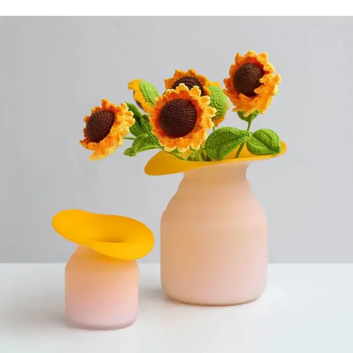 Vase en verre mat bicolore orange