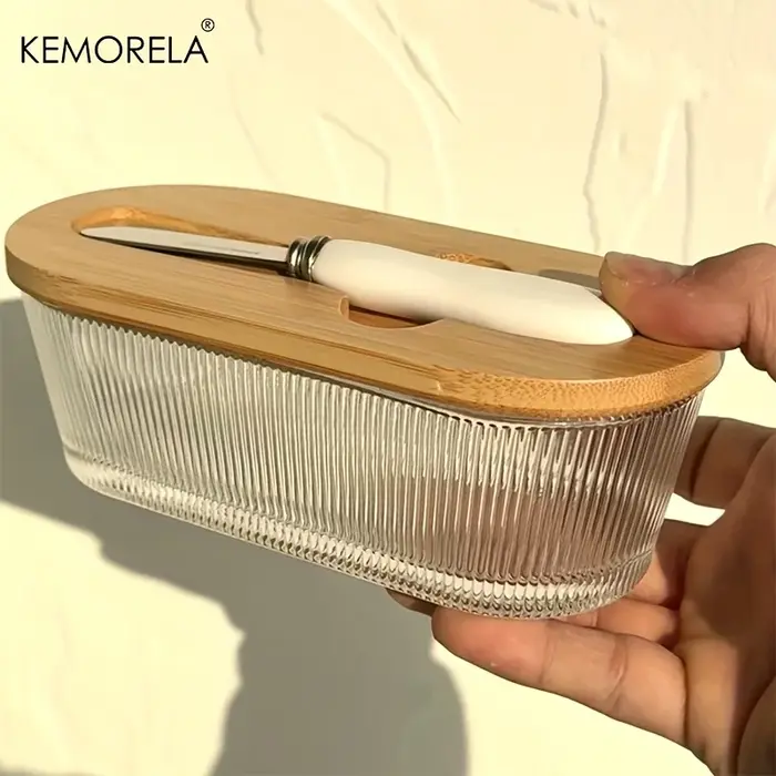 Beurrier en verre avec couvercle scellé