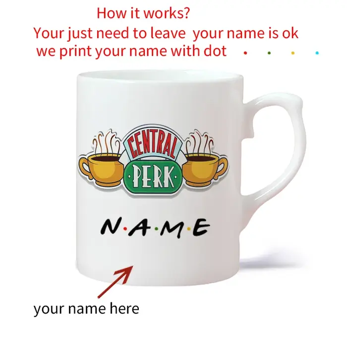 Tasse à café avec nom personnalisé, Design Central Perk, tasse à thé, lait, bière, amoureux, cadeaux
