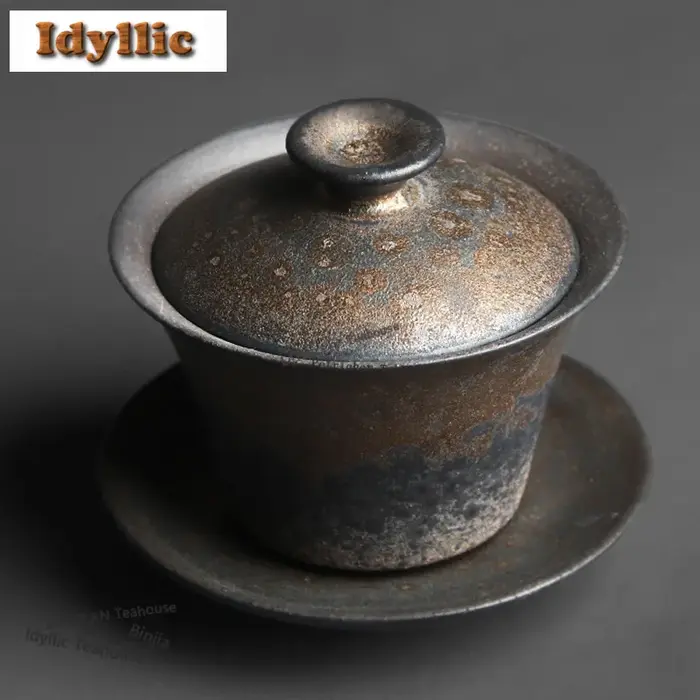 Gaiwan Sancai Noir et Or 150 ml en Céramique Fumée