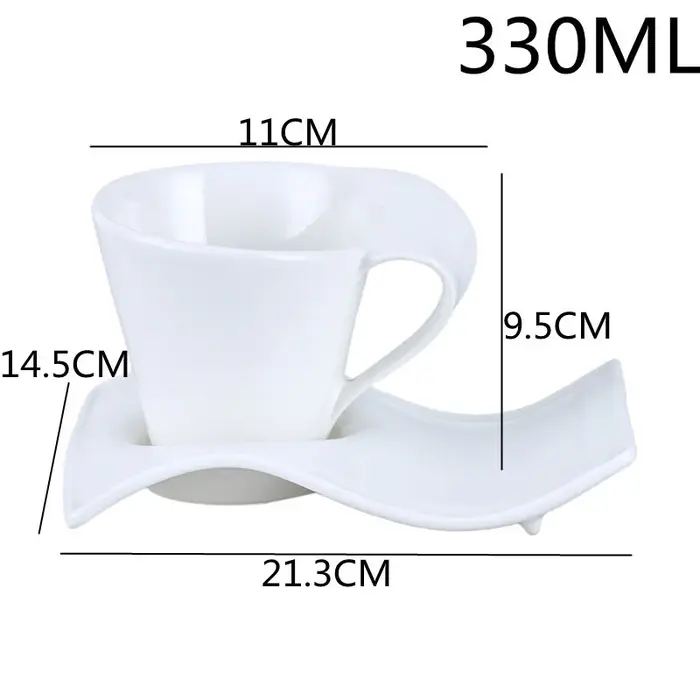 Ensemble de tasses à café et soucoupes en porcelaine ondulée européenne