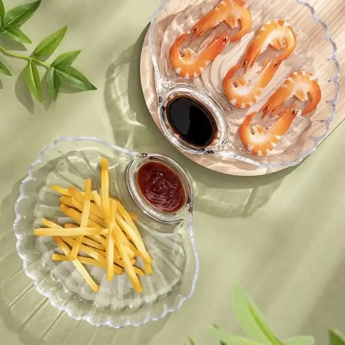 Assiette à boulettes transparente avec disques à vinaigre