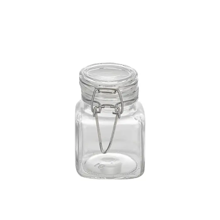 Pot en verre à boucle, pot en verre transparent hermétique