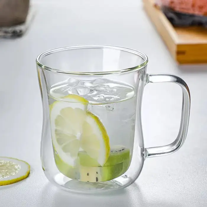Verres transparents à double paroi en borosilicate avec poignée, adaptés aux tasses à café, au thé,