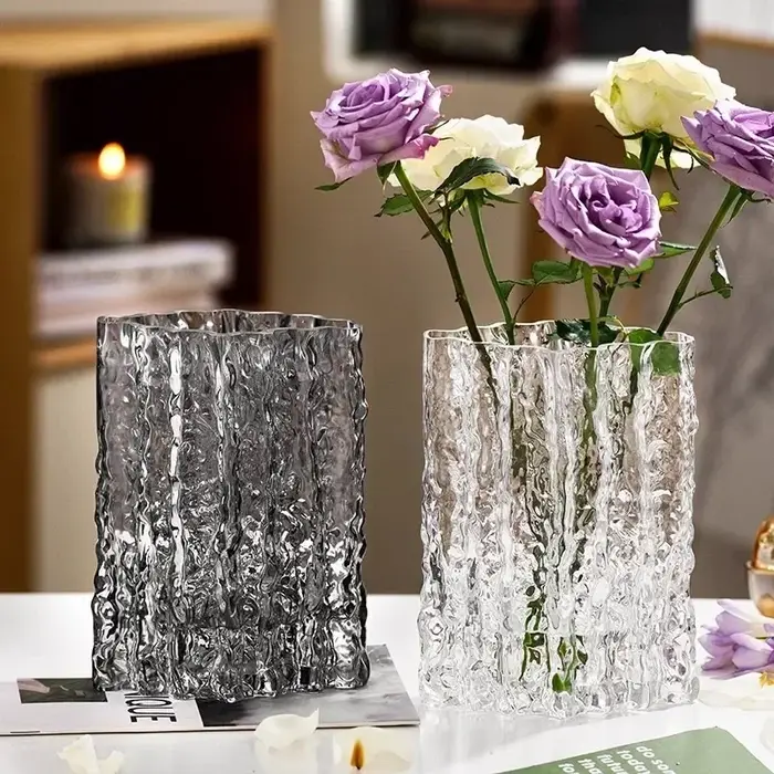 Vase en verre transparent haut de gamme pour la décoration de la maison