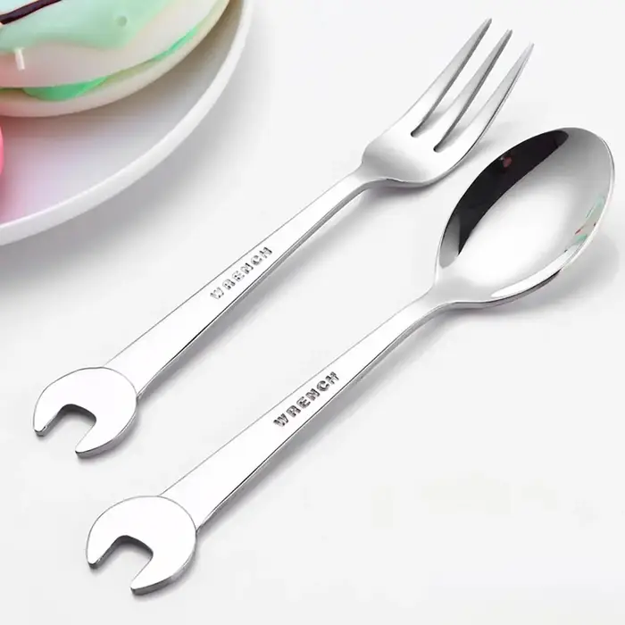 Fourchette à thé en acier inoxydable argenté