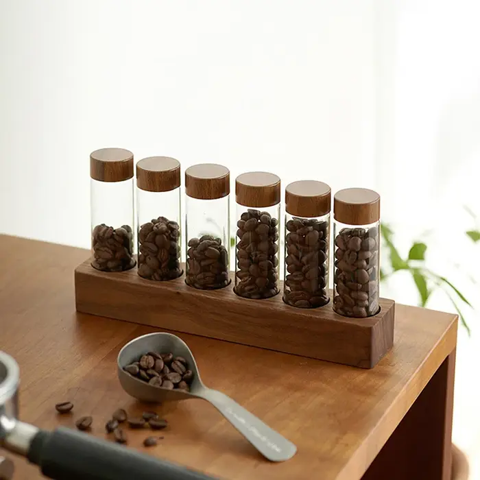 【Peace】Conteneur de stockage pour grains de café en verre avec outil en bois