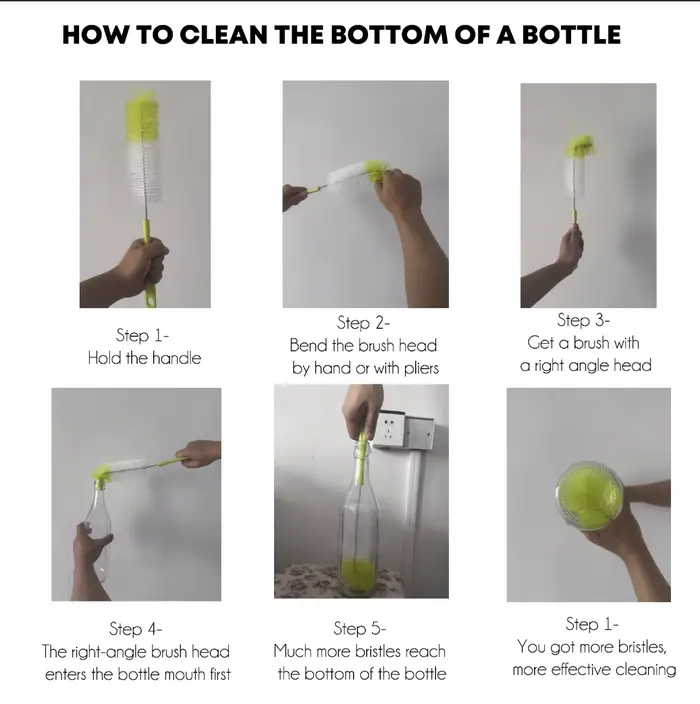 Nettoyeur de brosse pour bouteilles longues de 16 pouces, pour laver le vin, la bière, les puits spo